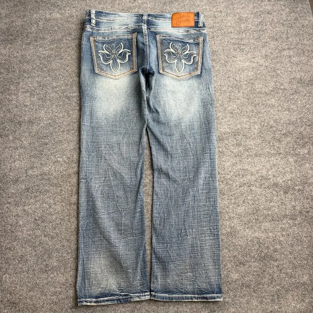 Axe & Crown Classic Straight Jeans Men's 33x30 Y2K Distressed Faded Denim